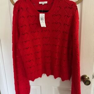 NWT Hooked Up by IOT Red Heart Pattern Sweater